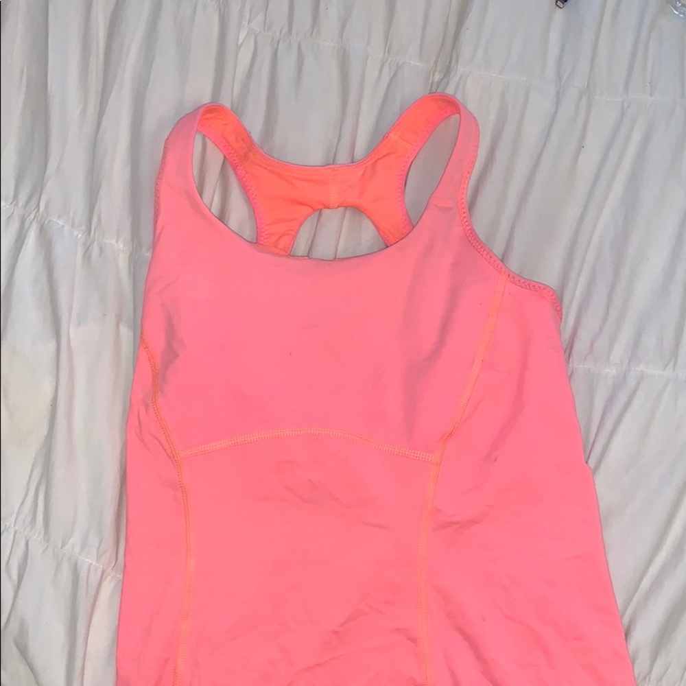 Lululemon athletica neon orange keyhole tank